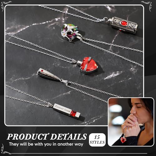 Ecation 15 Pcs Urn Necklace for Ashes Women Cremation Jewelry - color: Red
