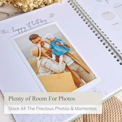Baby Book Keepsake Boy or Girl Timeless Baby Memory Book First 5 Years for Baby Shower Gender Neutral Baby Scrapbook New Mom Gift Baby Journal from Birth to Age 5 Milestone Book Sage Green - color: Sage Green