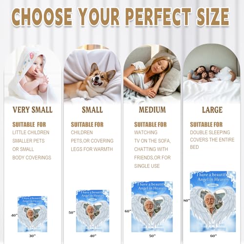 Arovene Ship Next Day, Custom Memorial Blanket with Photo - Printed in USA, A Hug from Heaven Blanket, Personalized Sympathy Gifts for Loss of Loved One Dad Mom Husband Wife Friend Dog Memorial Gifts - color: Style 01