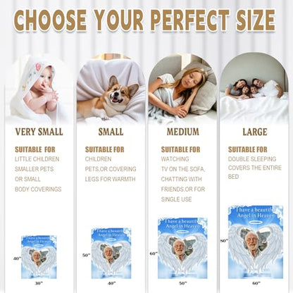 Arovene Ship Next Day, Custom Memorial Blanket with Photo - Printed in USA, A Hug from Heaven Blanket, Personalized Sympathy Gifts for Loss of Loved One Dad Mom Husband Wife Friend Dog Memorial Gifts - color: Style 01