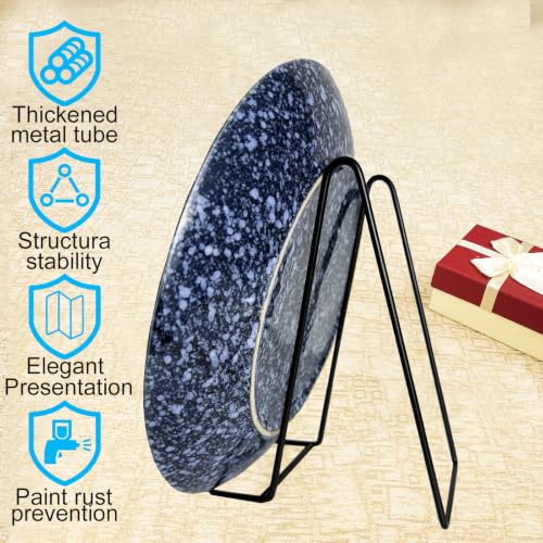3PCS Iron Plate Stands for Display 8 Inch, Large Metal Frame Holders Easel | Solid Black Iron Easel Holder, Perfect for Decorative Plate, Book, Photo Easel - size: 3PCS 8IN