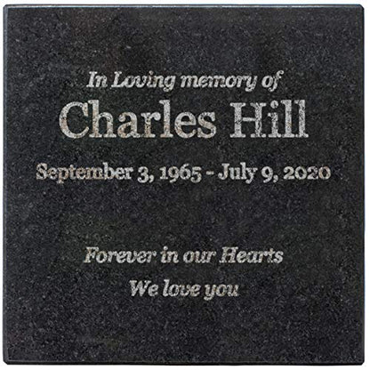 Customizable In Loving Memory Granite Garden Stone (6 x 6 x .4") | Laser Engraved, Indoor & Outdoor Use, Personalized Text, Black Granite, Memorial Plaque - size: 6 x 6 x 0.4"