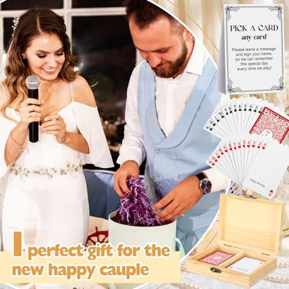 AceOrbit 57 Pack Red Wedding Guest Book Playing Cards Set with Wooden Box - color: Red, style: Classic