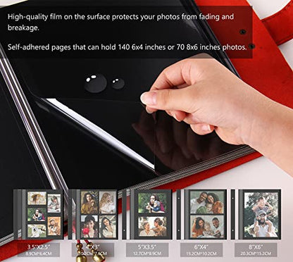 Leather photo Album Self Adhesive Pages, Handamde Leather Scrapbook Photo Album, Wedding Family Album, Holds 3x5, 4x6, 5x7, 6x8 Photos - Wine - color: Wine, size: 9.6x9.6x1.3