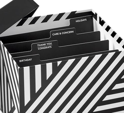 Hallmark Bulk All Occasion Cards, 100-Pack with Organizer (Black Stripes)