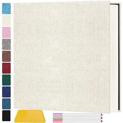 Zesthouse Photo Album Self Adhesive Pages, 60 Pages Magnetic Scrapbook Albums with Sticky Page, Photos Album Holds 8x10 & 5X7 & 4x6 & 6x8 & 3x5, Large Picture Book Ideal Gift for Family Wedding Baby - color: Beige, size: 11"x10.6"/White 60 Pages