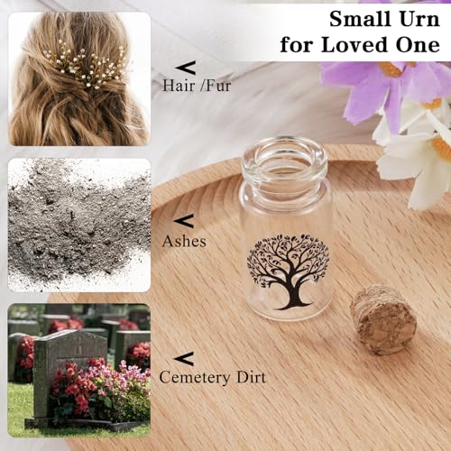 SOITIS Mini Wooden Box Tree Glass Urn Small Urns for Human Ashes Keepsake - size: Black