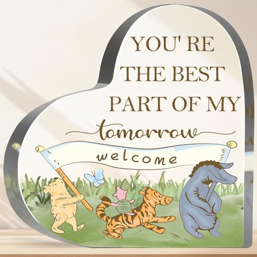 Winnie Gifts for Women You're the Best Part Decor Winnie Acrylic Heart Inspirational Quotes Motivational Gifts for Friends Coworkers Teacher Boss Desk Office Sign Plaque - style: Winnie 010