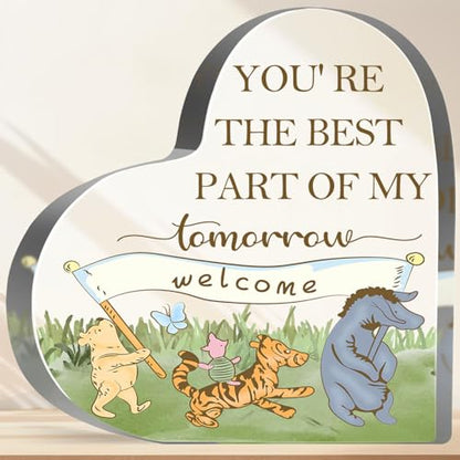 Winnie Gifts for Women You're the Best Part Decor Winnie Acrylic Heart Inspirational Quotes Motivational Gifts for Friends Coworkers Teacher Boss Desk Office Sign Plaque - style: Winnie 010