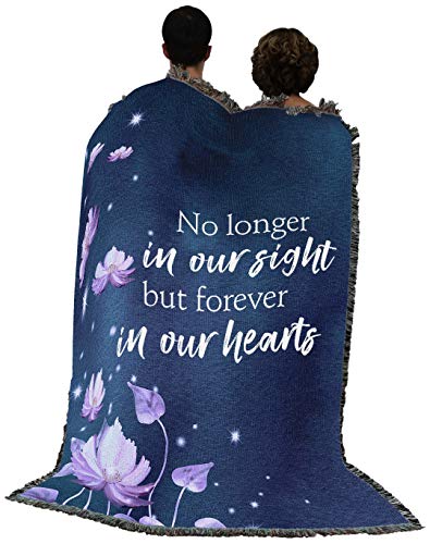 Pure Country Weavers No Longer in Our Sight But Forever in Our Hearts Blanket Flowers - Sympathy Bereavement Gift Tapestry Throw Woven from Cotton - Made in the USA (72x54) - color: Hearts Flowers, size: 72" x 54"