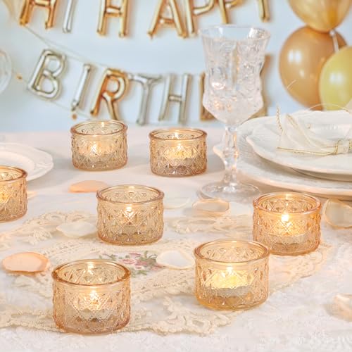 24 Pack Gold Tealight Candle Holders, Glass Votive Candle Holders Bulk - color: Gold