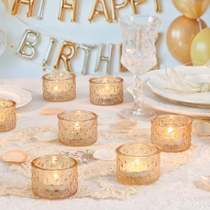 24 Pack Gold Tealight Candle Holders, Glass Votive Candle Holders Bulk - color: Gold