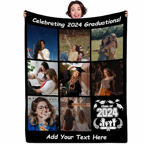 Personalized Graduation Photo Blanket for Girlfriend | Custom Photo Blanket for Grandson Granddaughter | Graduation Gift for BFF | Gifts for Best Sister | Gifts for Bestie, Style 7 - color: Style 7