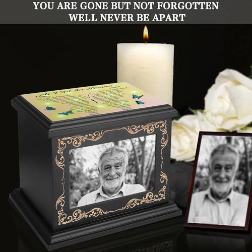 ADMLC Cremation Urns for Human Ashes Adult Up to 200 IBS with Photo Frame | 100% Wooden Handcrafted Memorial Keepsake Urn for Ashes,Funeral Burial Caskets Urn Suitable for Male Female Men Women Dad Mom