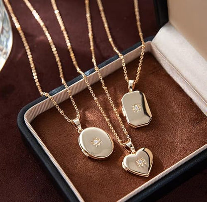 YOUFENG Love Heart Oval Locket Necklace that Holds Pictures Photo Lockets Birthday Gifts Jewelry for Women - style: Oval