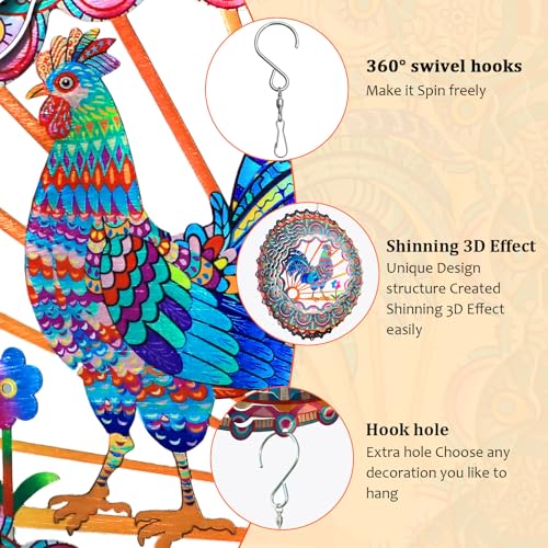 Rooster Wind Spinner - Chicken Gifts for Women Men Mother Father - color: Roster