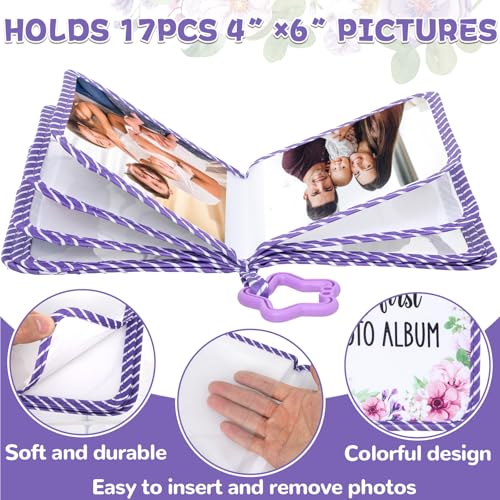 QOUBAI Baby's My First Family Album Soft Photo Cloth Book Holds 4x6 Family Pictures My First Book of Photo Baby Memory Album Gender Neutral Gift for Babies Newborn Toddler Baby Shower Floral Butterfly - style: Floral Butterfly