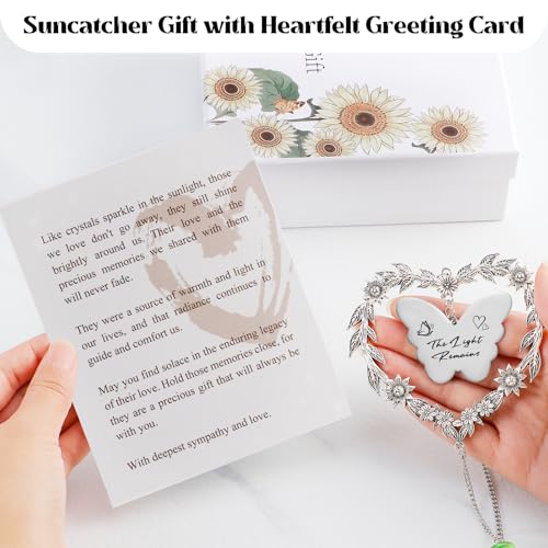Sympathy Gift for Loss of Loved Ones, Grief Memorial Suncatcher Ornament | Miscarriage Gifts for Mothers, Bereavement Crystal Ornament with Card, Sorry for Loss of Dad Mom Gift, Heart Shaped Design - style: Sympathy Gift