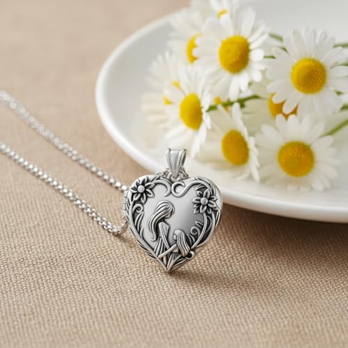 925 Sterling Silver Pictures Locket Necklace for Women Men - color: Black plated 5
