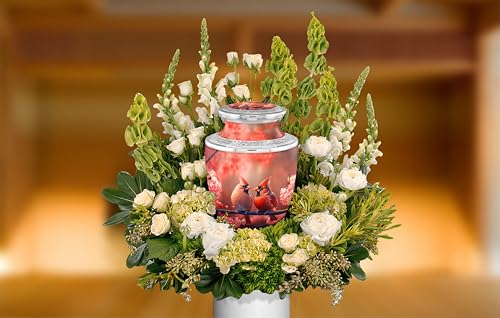 Cardinal Couple Cremation Urns for Adult Ashes Male Female - 200lbs Burial Urns for Human Ashes with Velvet Bag (Cardinal Couple No Medallion - color: Cardinal Couple No Medallion Fast Shipping