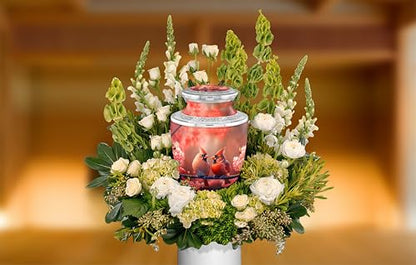 Cardinal Couple Cremation Urns for Adult Ashes Male Female - 200lbs Burial Urns for Human Ashes with Velvet Bag (Cardinal Couple No Medallion - color: Cardinal Couple No Medallion Fast Shipping