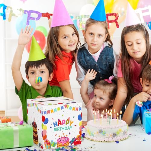 Hxezoc Happy Birthday Card Box Party Favors Post Box Cardboard Receiving Money Box Holder for Kids Baby Adults Birthday Party, Baby Shower Table Centerpiece Decorations Supplies - style: Birthday