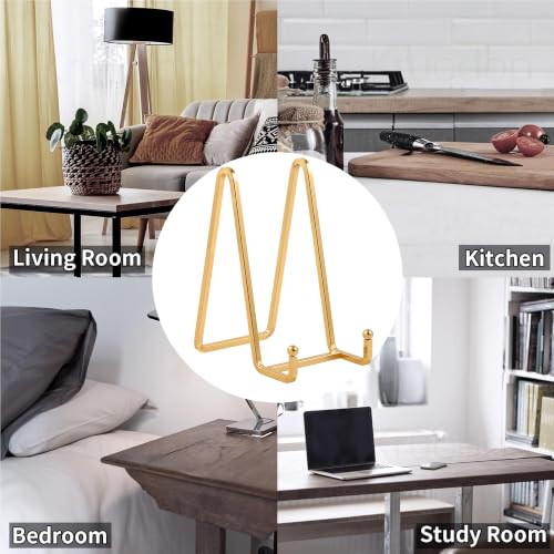 Kruodop 3 Pack 6" Metal Square Frame Easel Stands - Multi-Use Tabletop Display for Plates, Photos, Art, Books, Signs | Durable Mini Easels for Home Decor, Office, Studio & Vinyl Records