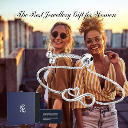 J.Fée Infinity Heart Bracelets for Women with 5A Cubic Zirconia, 925 Silver Bracelets for Women Adjustable Womens Bracelet Jewelry for Wife Girlfriend Her - color: Infinite Love#1