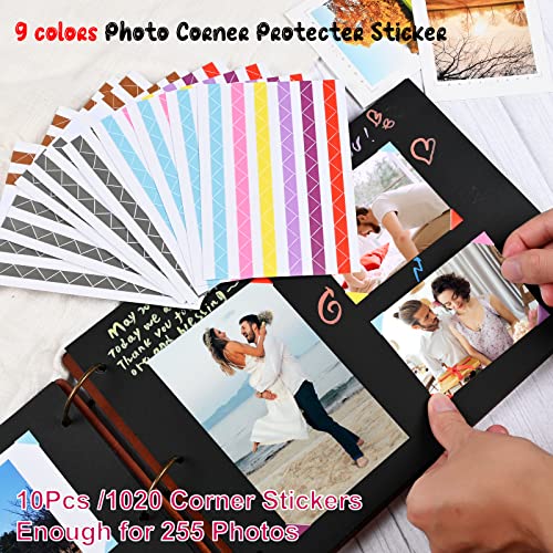 Travel Scrapbook Album Photo Album Scrapbook | Premium Wooden Memory Book Travel Photo Albums Kit with 100 Black Pages for Couples Adventure Graduation Gift - color: Travel Scrapbook