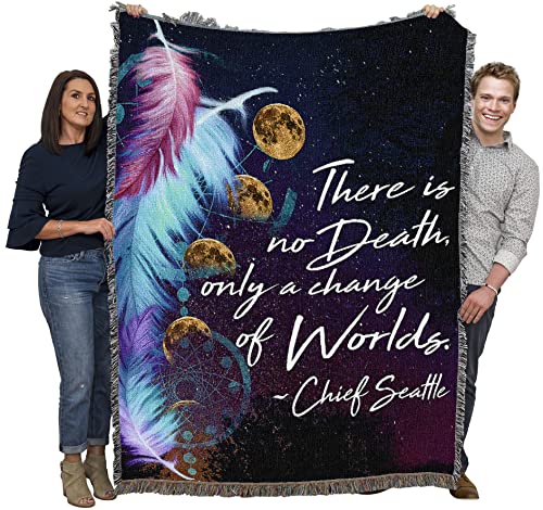 Pure Country Weavers There is No Death Only A Change of Worlds Blanket Sky Chief Seattle - Sympathy Bereavement Gift Tapestry Throw Woven from Cotton - Made in the USA (72x54) - color: Change Worlds Sky, size: 72" x 54"