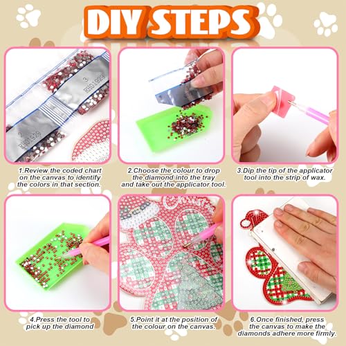 Cinnvoice Seasonal Diamond Art Hanging Kit,12 Pcs,Dog Paws | 12 Pcs,Dog Paws, Holiday Diamond Art Hanging Ornaments, Cute Month Door Sign, Crystal Suncatcher, for Door Window Wall Decor - style: Dog Paws