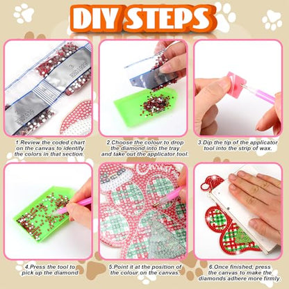 Cinnvoice Seasonal Diamond Art Hanging Kit,12 Pcs,Dog Paws | 12 Pcs,Dog Paws, Holiday Diamond Art Hanging Ornaments, Cute Month Door Sign, Crystal Suncatcher, for Door Window Wall Decor - style: Dog Paws