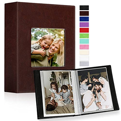 Ywlake Photo Album 4x6 50 Pockets 2 Packs, Small Mini Capacity Leather Photo Albums, Each Pack Holds 50 Top Loader Vertical Only Pictures Brown - color: Brown, size: 50 Photos/2PK