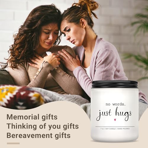 Sympathy Gifts for Loss of Loved One, No Words Just Hugs Candle, Lavender | Memorial Gifts, Bereavement Gift, Grief Think of You Condolence Get Well Gift, 7oz Lavender Scented Soy Wax Candle - color: Off-White