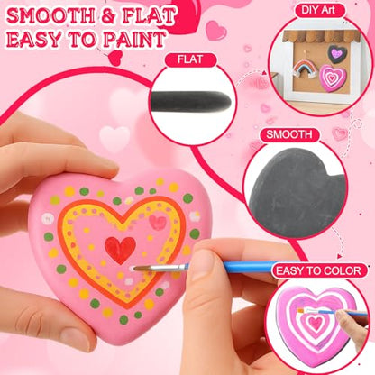 DoubleFill 30 Pcs Heart Shaped Rocks for Painting, Heart Stones Gifts, 2 in/2.9 in Natural River Rock to Paint, Stones for DIY, Rocks Garden Decoration, Natural Hand Cut Stone for Crafts