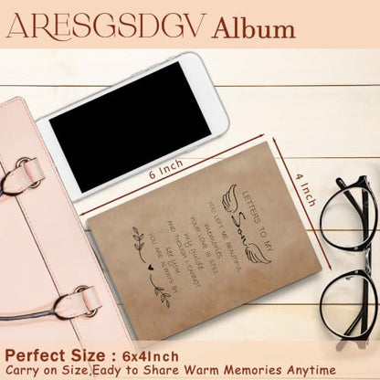 Son Memorial Gifts Photo Album 4x6 18 Pockets | Memorial Gifts for Loss of Son, Letters to My Son Sentimental Small Keepsake Photo Album Holds 36 Pictures - color: Letter to Son