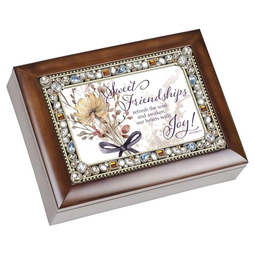Cottage Garden Musical Trinket Photo Jewelry Box Plays Tune that is What Friends are for 6 x 8 Inch Acrylic and Glass Sweet Friendships