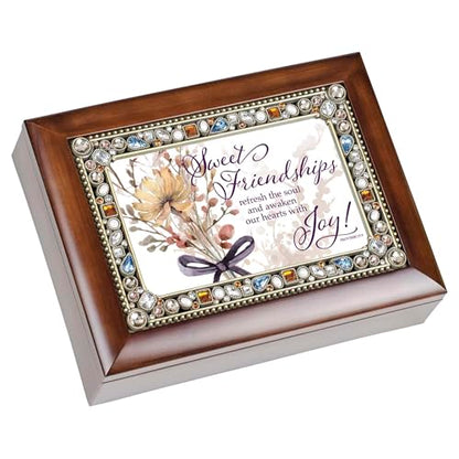 Cottage Garden Musical Trinket Photo Jewelry Box Plays Tune that is What Friends are for 6 x 8 Inch Acrylic and Glass Sweet Friendships