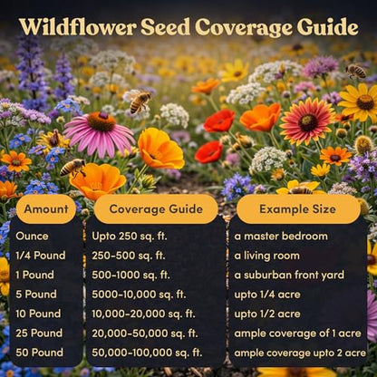 Bulk Wildflower Seed Mix – Honey Bee Wildflower Seed Mix 1 Pound Tub by GevaGrow | Bulk 300,000+ Seed Tub | 19 Variety Flower Seeds for Planting in Pots & Outdoor Gardens | No Messy Bags or Packets | - size: 1 Pound Tub, style: Honey Bee Mix