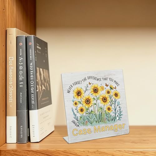Stainless Steel Desk Plaque with Sunflower Design, Inspirational Gift for Case Manager, Meaningful Appreciation Gift for Case Manager, Encouraging Desk Decor for Office HDESK15 - style: Case Manager