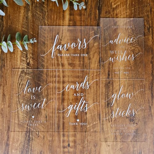 Advice and Well Wishes Sign with Stands, 5"x7" Clear Acrylic Wedding Sign and Stand, Acrylic Wedding TableTop Sign for Wedding Reception Event Party (Clear, 5" x 7" Advice and Well Wishes) - size: 5" x 7" Advice and Well Wishes