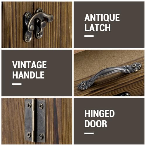 MyGift 11x14 Deep Shadow Box Frame with Cork Board Backing and Acrylic Paneled Cursive Hinged Door, Rustic Burnt Wood Wall Mounted Shadow Box Display Case Cabinet | Cursive Hinged Acrylic Door, Cork Backing, Deep Display Space, Burnt Wood Finish, Keepsake