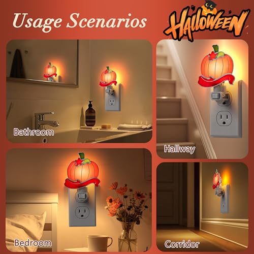 Stained Glass Pumpkin Luminous Night Light Halloween Decor - color: Pumpkin
