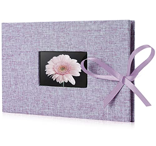 Fabmaker Small Photo Album 4x6, Picture Album, Picture Book, Mini Brag Book | Ribbon Closure, Linen Fabric Cover, Front Window, Sturdy Binding, Acid-free, PVC free, Artwork Weddings Family Boudoir - color: Light Purple, size: 12 Pockets/1PK