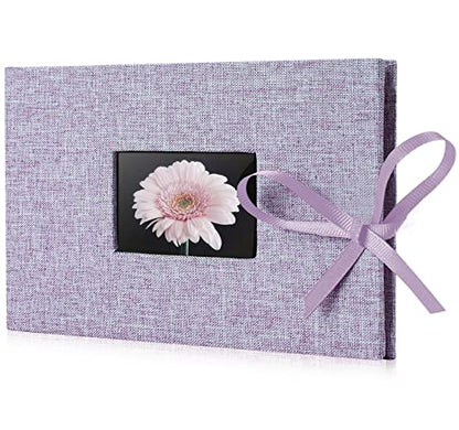 Fabmaker Small Photo Album 4x6, Picture Album, Picture Book, Mini Brag Book | Ribbon Closure, Linen Fabric Cover, Front Window, Sturdy Binding, Acid-free, PVC free, Artwork Weddings Family Boudoir - color: Light Purple, size: 12 Pockets/1PK