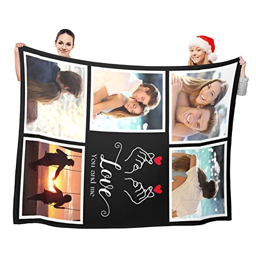 Printwoo Custom Blankets with Photos, Personalized Photo Blankets Using My Own Photo, Personalized Gifts for Boyfriends Girlfriends Dad Mom - color: 5 Photos-2