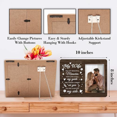 Memorial Pictures Frame, My Wife You Left Beautiful Memories Photo Frame, Sympathy Gifts For Loss Of Wife, Farmhouse Home Living Room Bedroom Decoration -b29 - style: My Wife