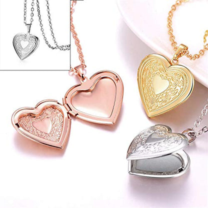 Gold Oval Flower Locket Necklace that Holds Pictures Photo Locket Pendant - color: Gold