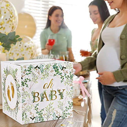 Hxezoc Floral Baby Shower Card Box Favors Post Box Cardboard Receiving Money Box Holder for Reception, Baby Showers, Anniversary, Baby Birthday Party Table Centerpiece Decorations - style: Floral