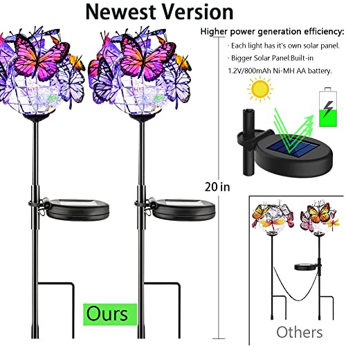 Weepong Outdoor Solar Lights 2 Pack, 18 Butterflies Solar Garden Lights